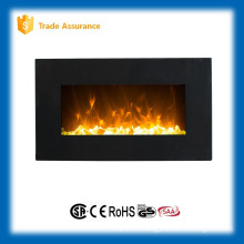 36" black glass linear wall mounted electric fireplace large room heater